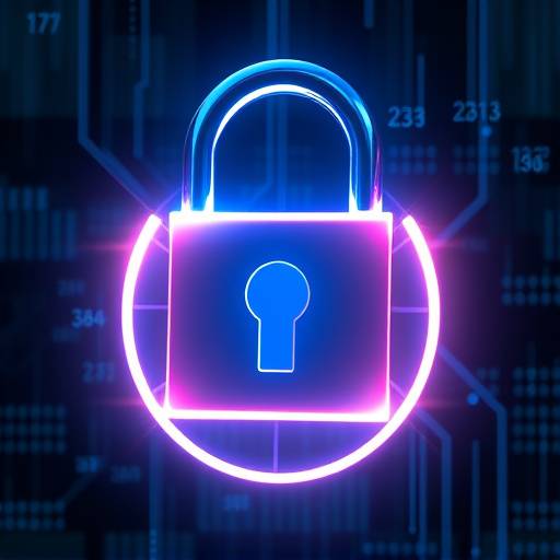 Illustration of a padlock protecting digital data, symbolizing security.